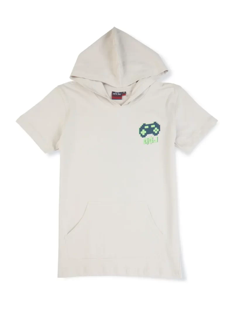 Gini And Jony Boys Cream Typographic Print Cotton T-Shirt Half Sleeves