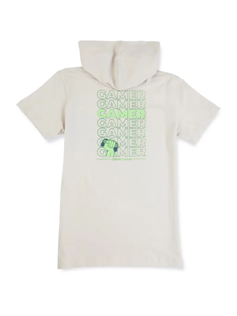 Gini And Jony Boys Cream Typographic Print Cotton T-Shirt Half Sleeves