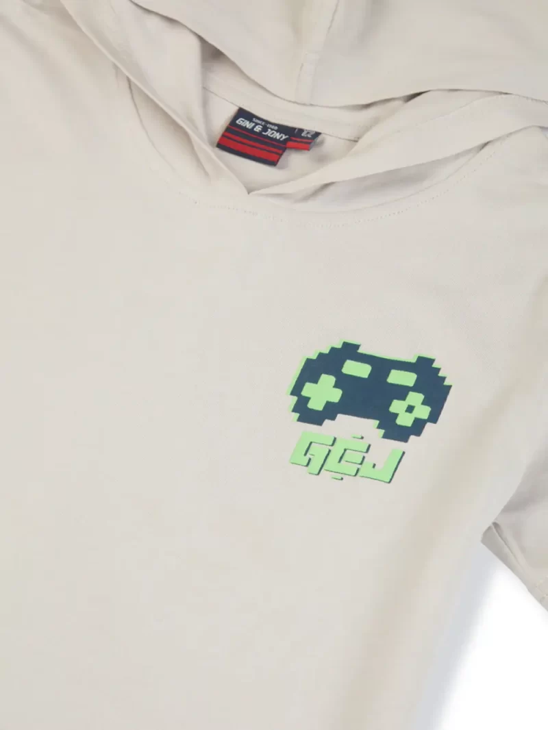 Gini And Jony Boys Cream Typographic Print Cotton T-Shirt Half Sleeves