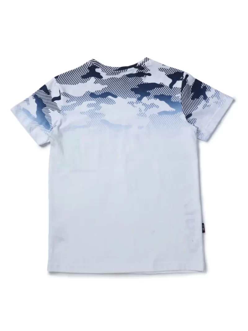 Gini And Jony Boys White Camoflage Cotton T-Shirt Half Sleeves