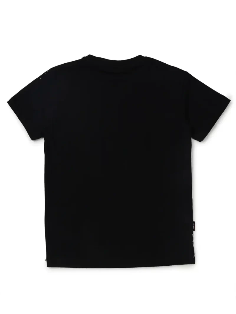 Gini And Jony Boys Black Graphic Cotton T-Shirt Half Sleeves