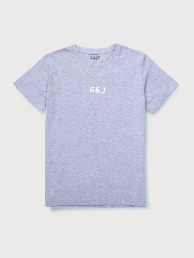Gini And Jony Boys Grey Solid Cotton T-Shirt Half Sleeves