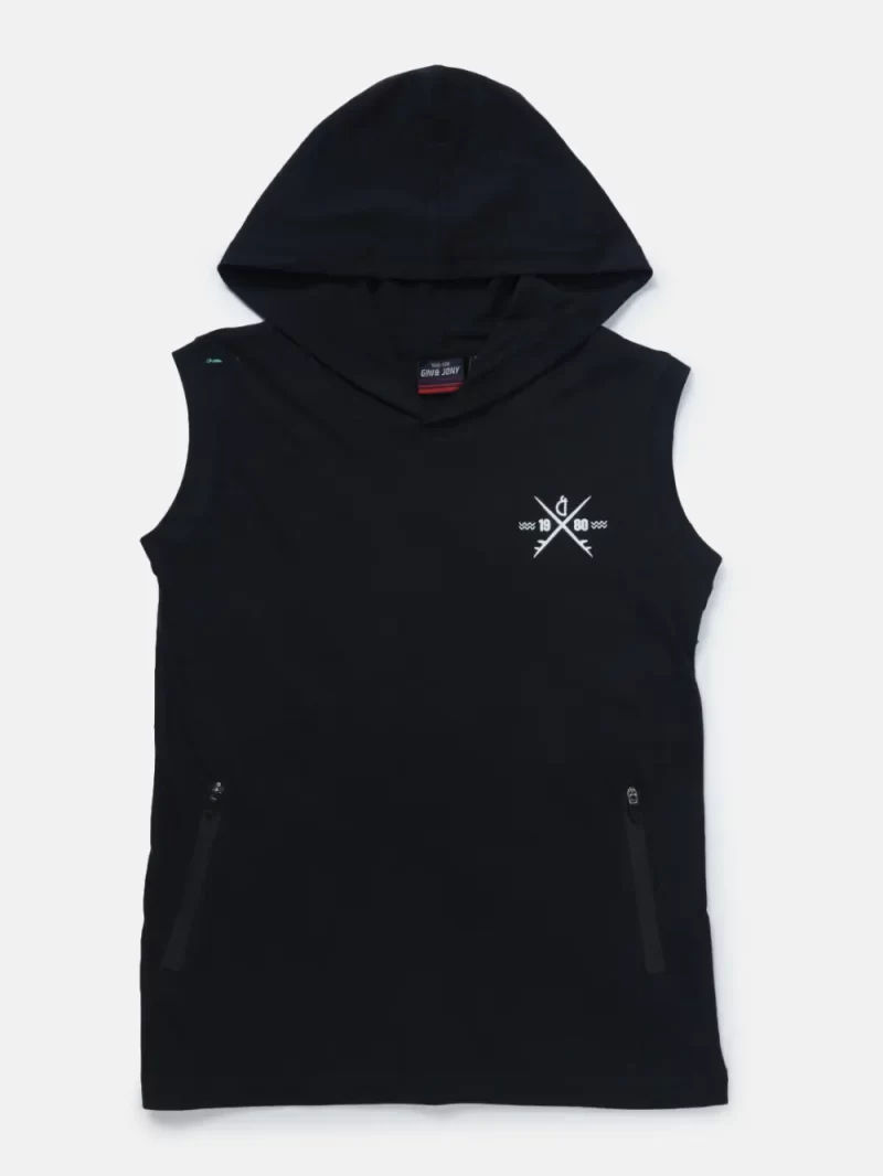 Gini And Jony Boys Navy Blue Typographic Print Cotton Sando Sleeveless