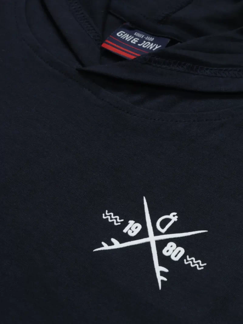 Gini And Jony Boys Navy Blue Typographic Print Cotton Sando Sleeveless