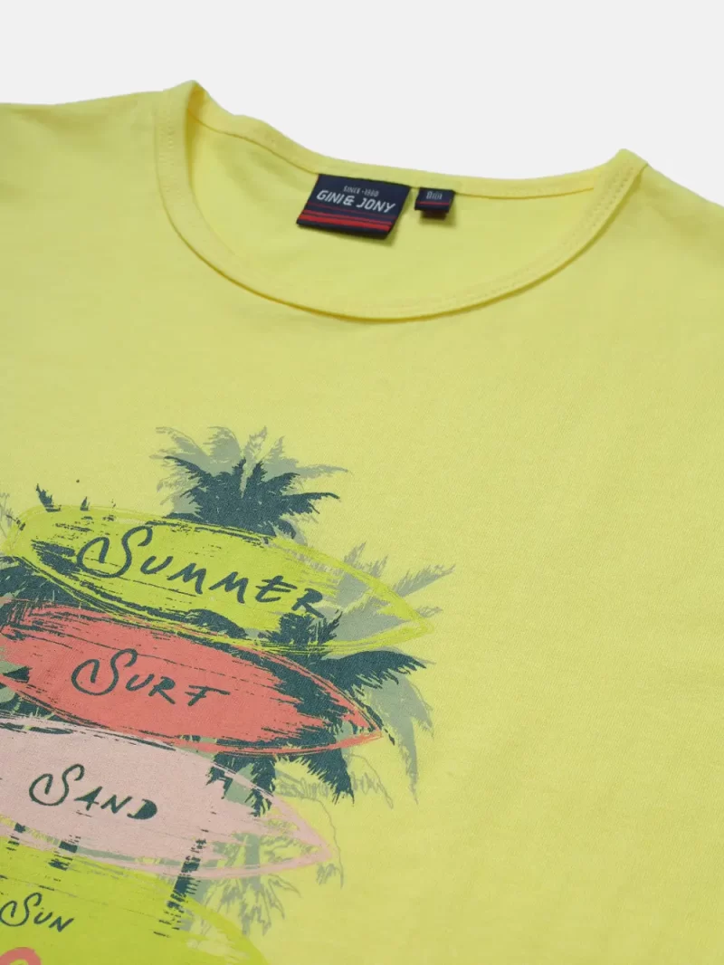 Gini And Jony Boys Yellow Graphic Print Cotton Sando Sleeveless 3-4 Years