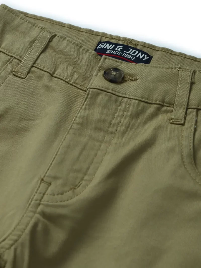 Gini And Jony Boys Khaki Solid Cotton Bermuda Fixed Waist