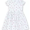 Gini And Jony Girls White Conversational Cotton Dress Half Sleeves