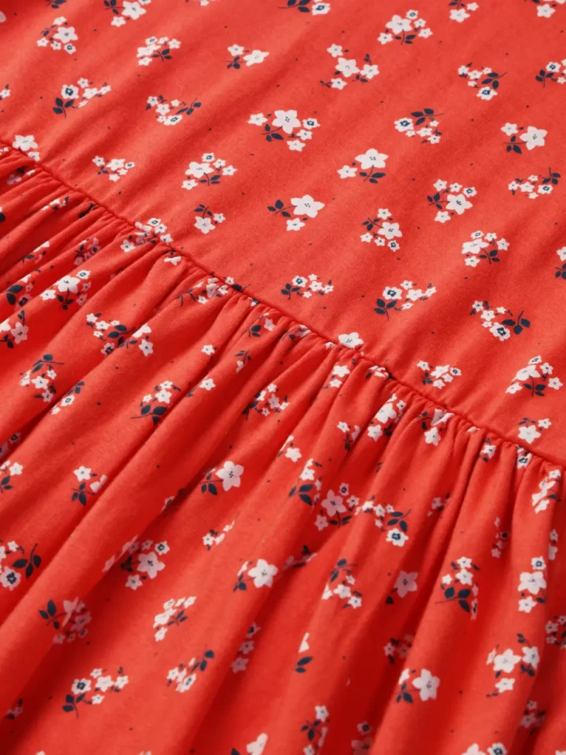 Gini And Jony Girls Orange Floral Cotton Dress Half Sleeves