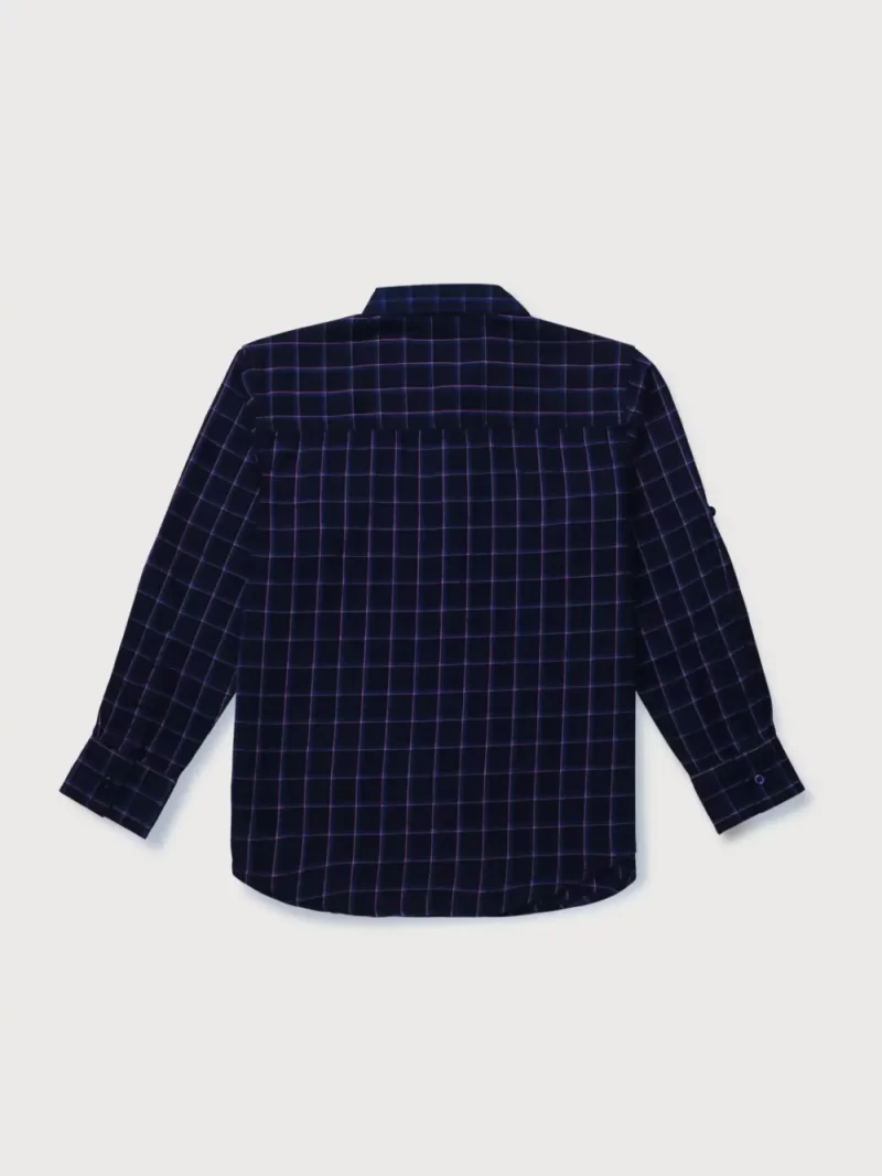 Gini And Jony Boys Navy Blue Checks Cotton Shirt Full Sleeves