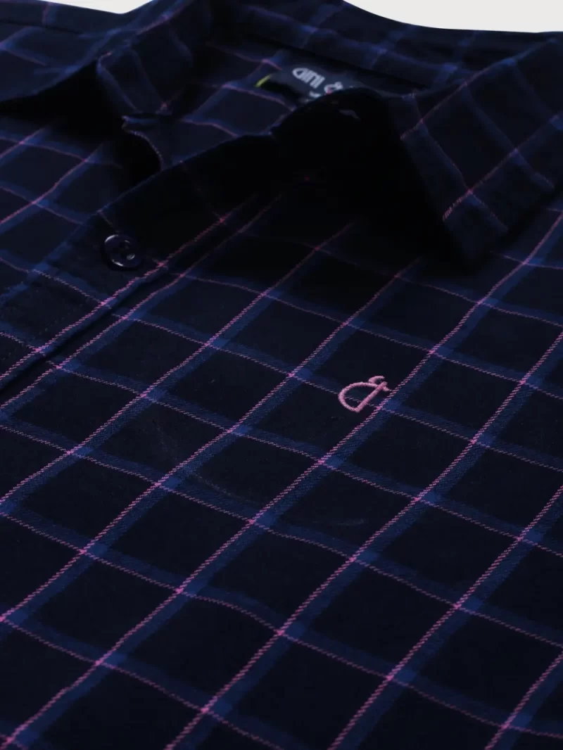 Gini And Jony Boys Navy Blue Checks Cotton Shirt Full Sleeves