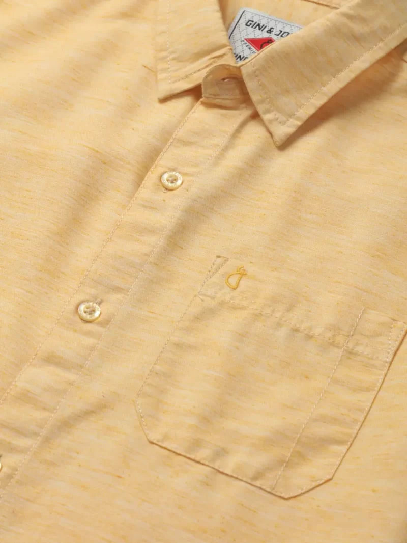 Gini And Jony Boys Yellow Solid Cotton Shirt Half Sleeves