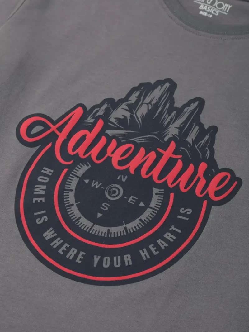 Gini And Jony Boys Grey Graphic Print Cotton T-Shirt Full Sleeves