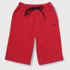 Gini And Jony Boys Red Solid Cotton Bermuda Elasticated