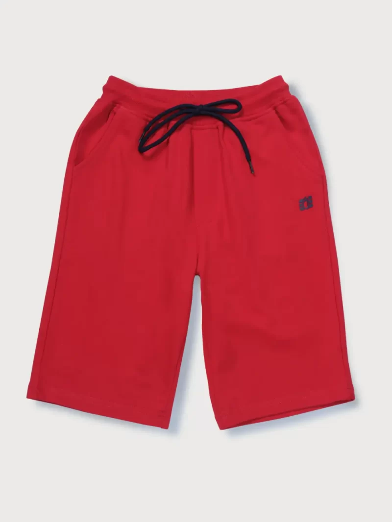 Gini And Jony Boys Red Solid Cotton Bermuda Elasticated