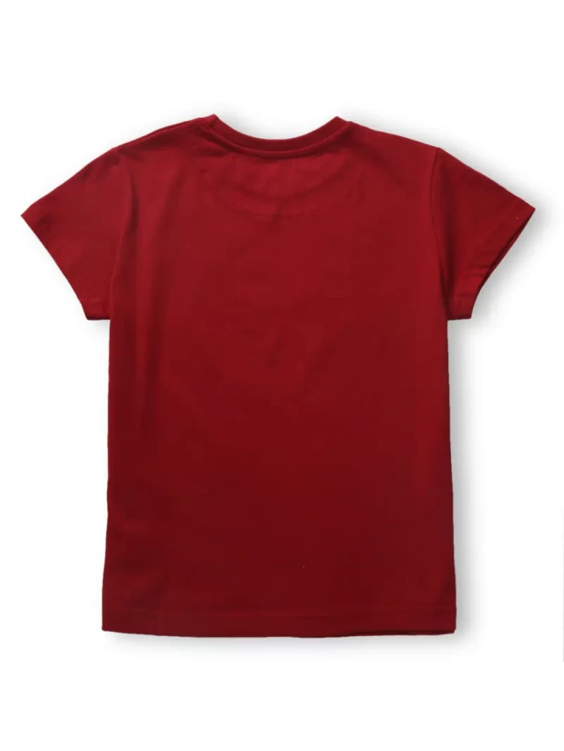 Gini And Jony Girls Red Printed Cotton Knits Top Half Sleeves 13-14 Years