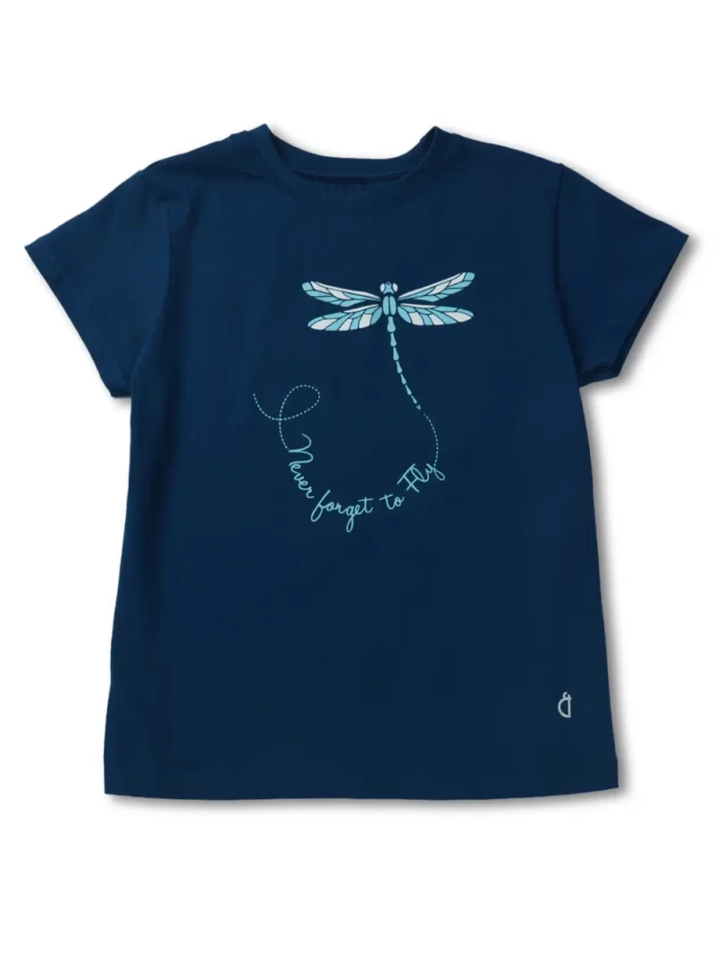 Gini And Jony Girls Navy Blue Printed Cotton Knits Top Half Sleeves 9-12 Months