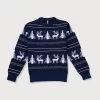 Gini & Jony Boys Navy Printed Woven Full Sleeves Sweater