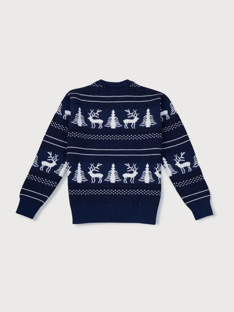 Gini & Jony Boys Navy Printed Woven Full Sleeves Sweater