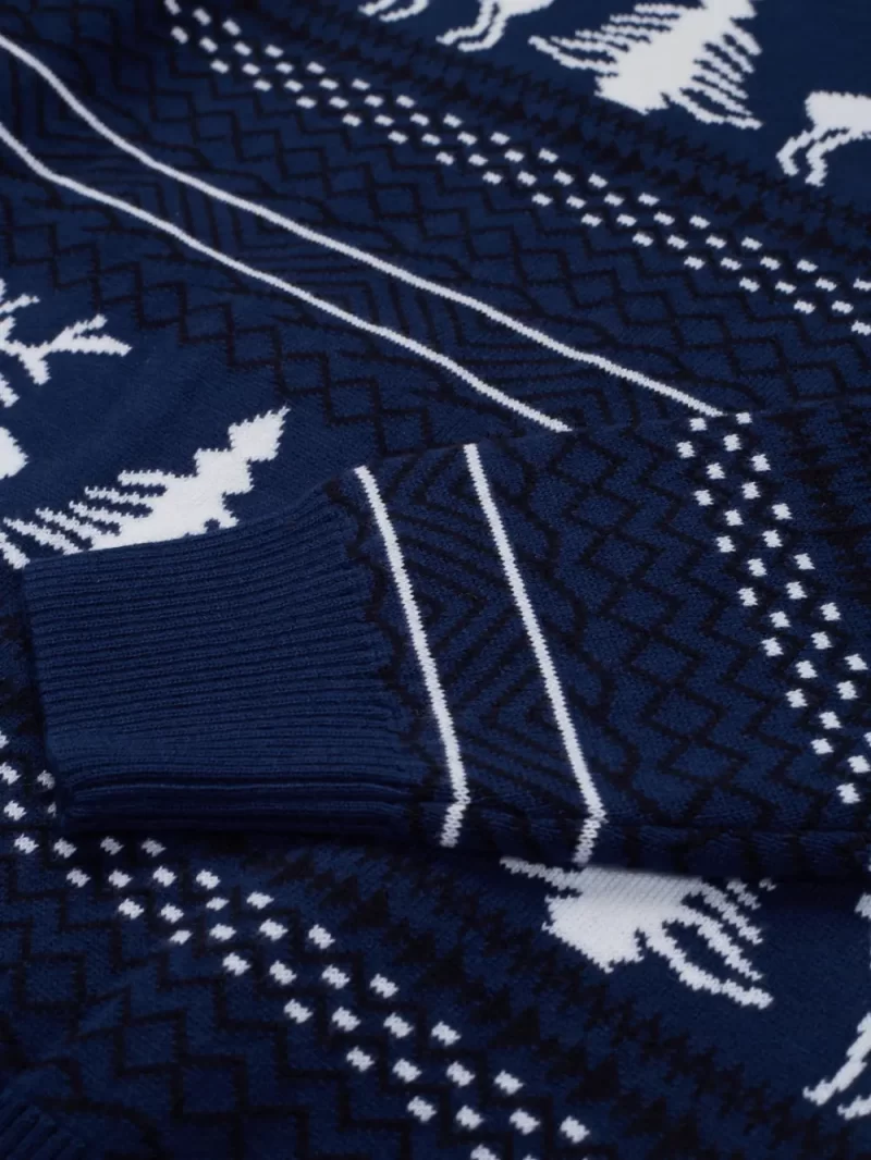 Gini & Jony Boys Navy Printed Woven Full Sleeves Sweater