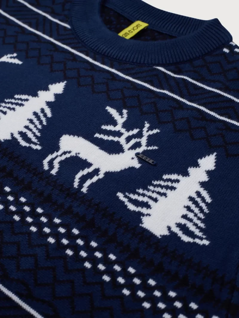 Gini & Jony Boys Navy Printed Woven Full Sleeves Sweater