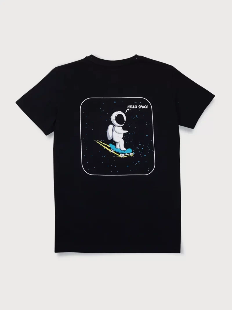 Gini And Jony Boys Black Graphic Print Cotton T-Shirt Half Sleeves