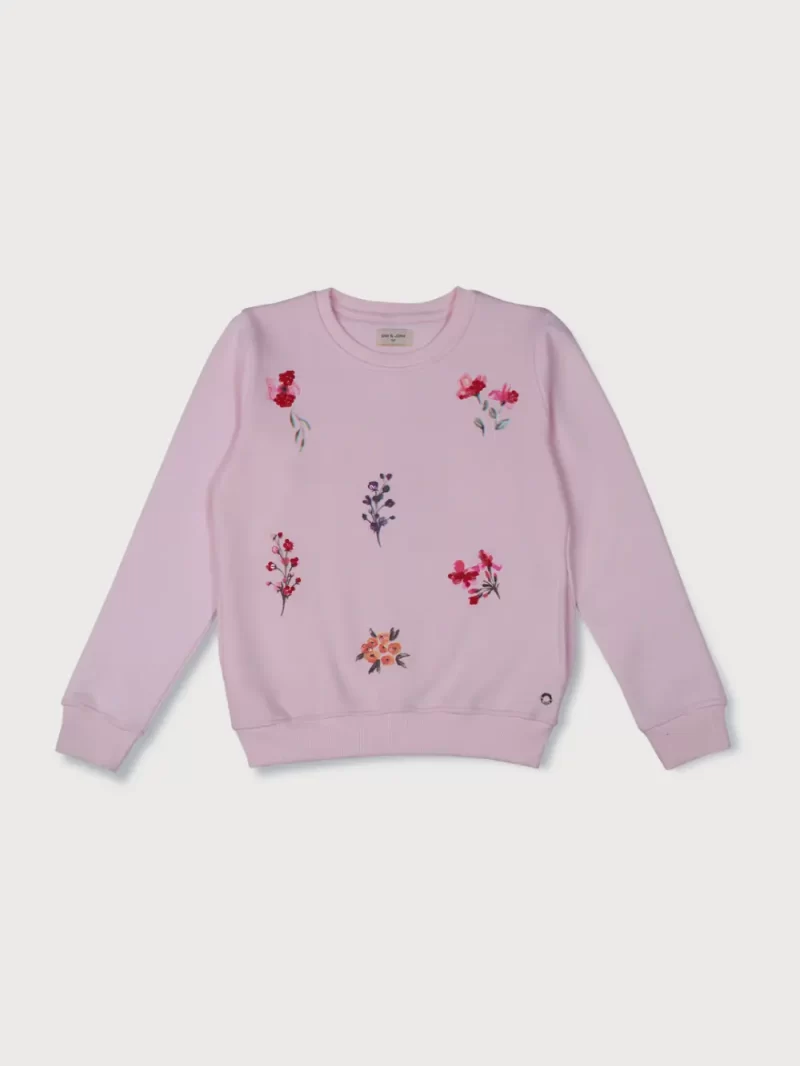 Gini & Jony Girls Pink Printed Woven Full Sleeves Sweat Shirt