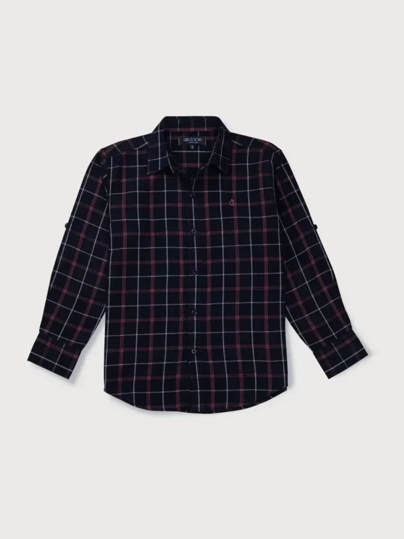 Gini And Jony Boys Multicolor Checks Knits Full Sleeves Shirt