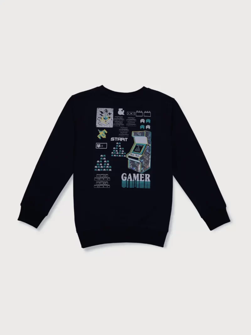 Boys Blue Cotton Printed Sweatshirt