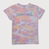 Gini And Jony Girls Purple Camouflage Cotton Knits Top Half Sleeves