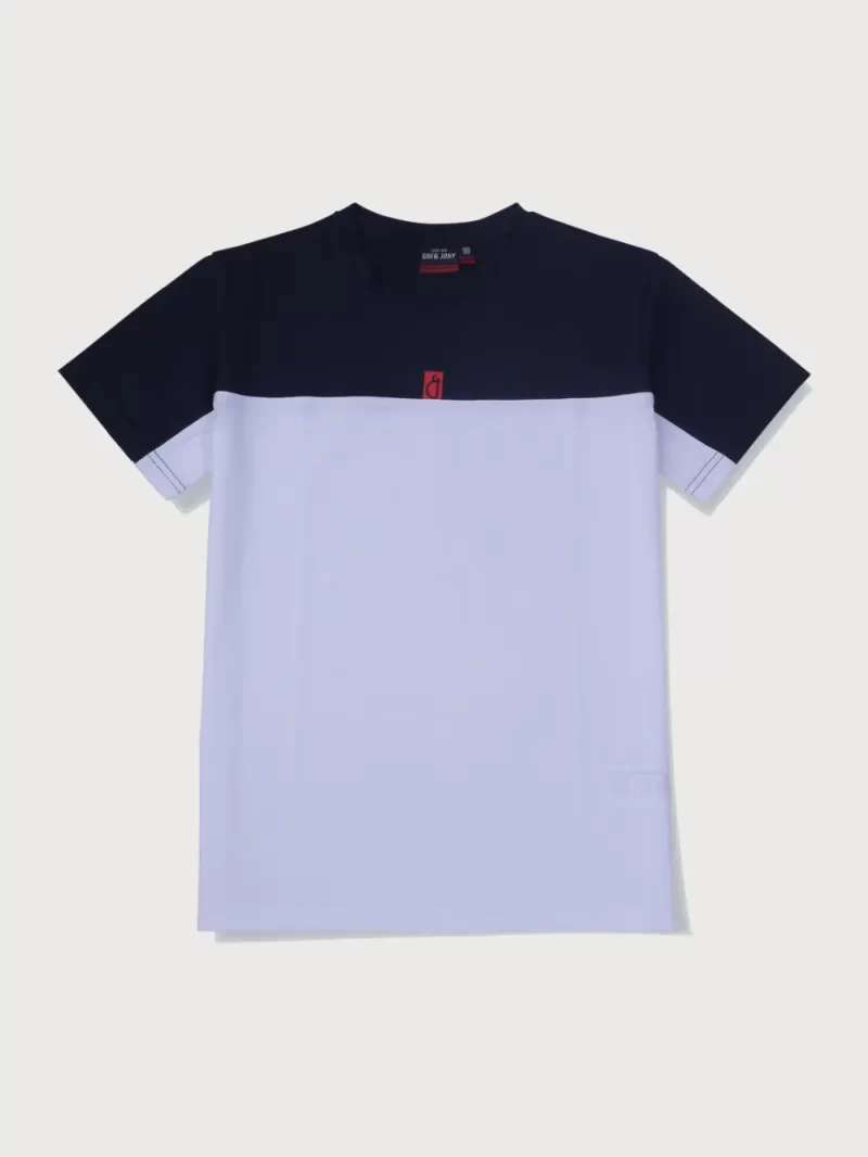 Gini And Jony Boys Navy Color Block Cotton T-Shirt Half Sleeves
