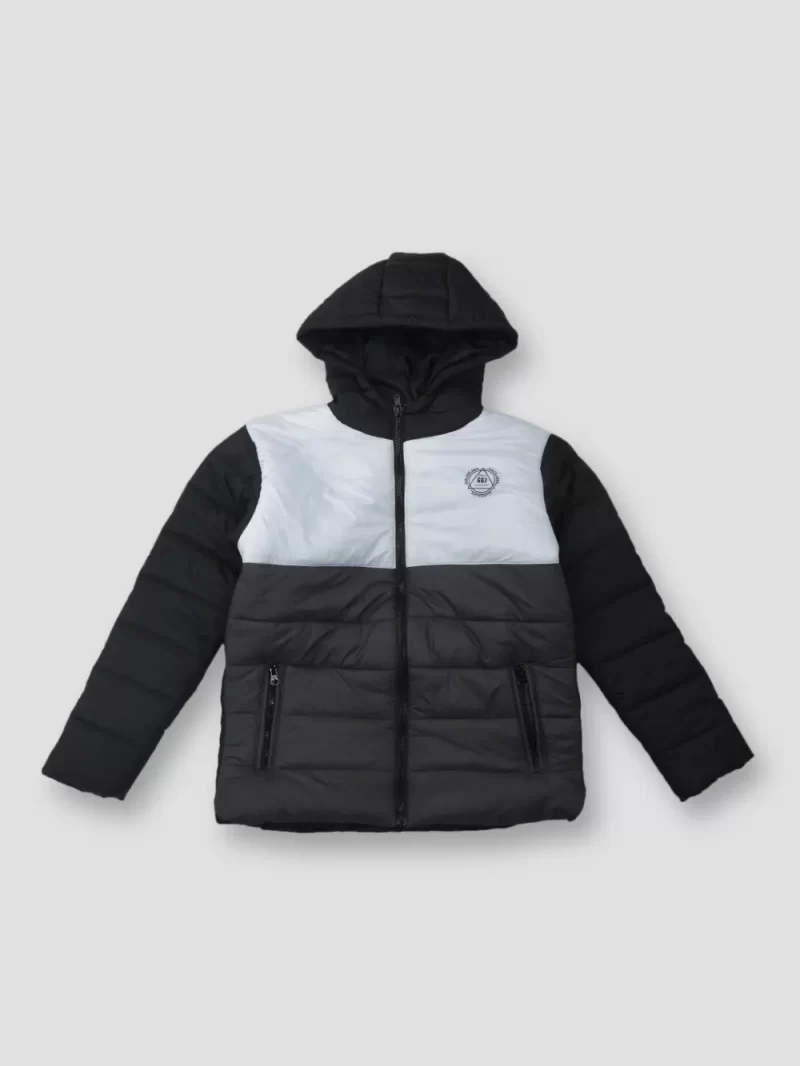 Gini And Jony Boys Black Color Block Taffeta Heavy Winter Jacket Full Sleeves
