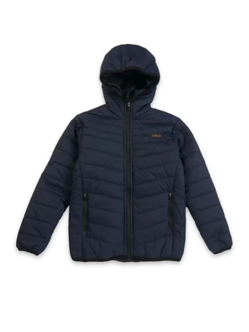 Gini And Jony Boys Navy Blue Solid Taffeta Heavy Winter Jacket Full Sleeves