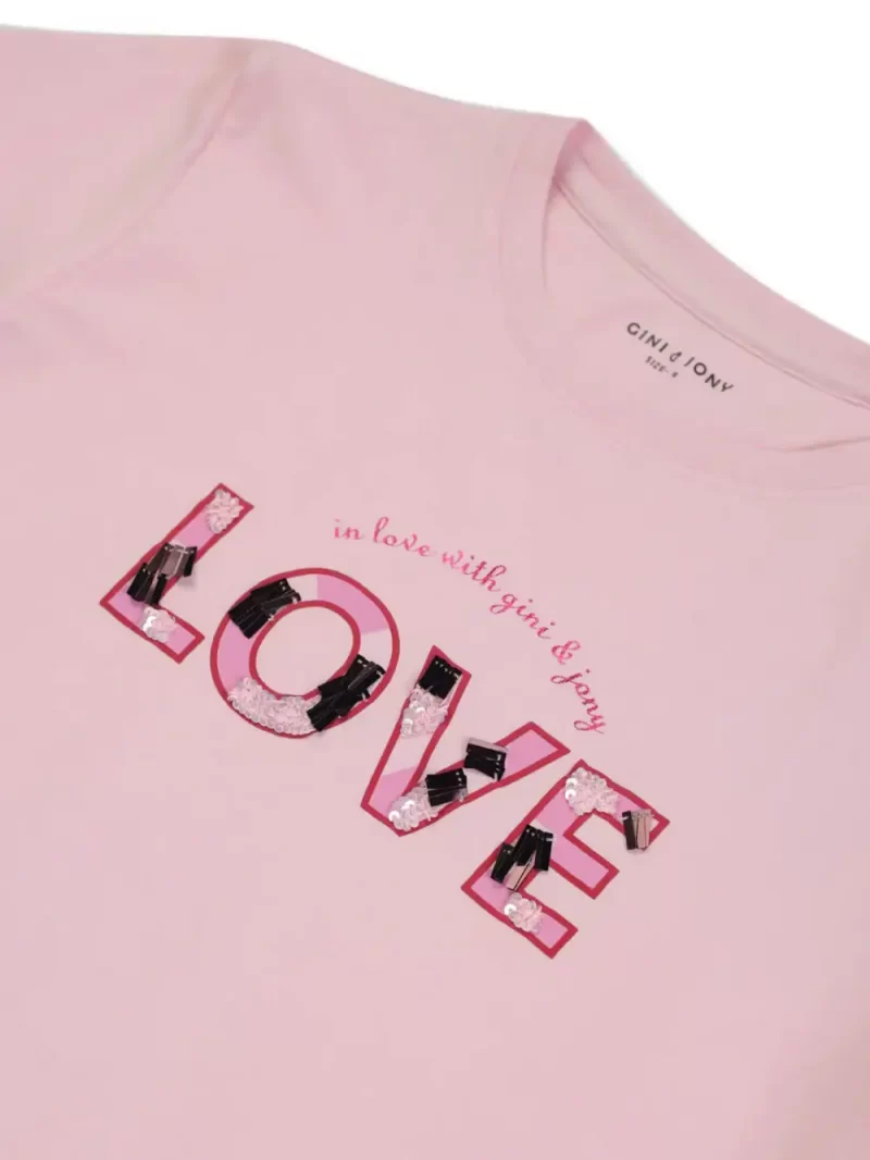 Girls Pink Studed Cotton Knits Top