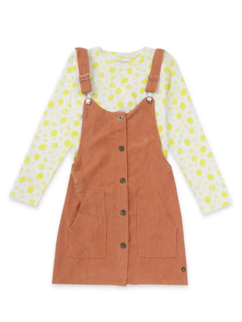Gini & Jony Girls Green Printed Denim Half Sleeves Dungree