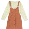 Gini & Jony Girls Green Printed Denim Half Sleeves Dungree