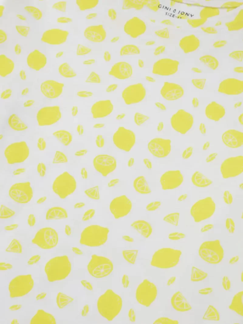 Gini & Jony Girls Green Printed Denim Half Sleeves Dungree