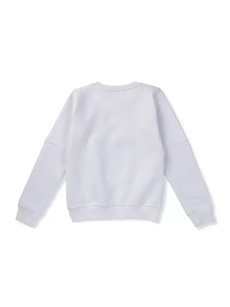 Gini & Jony Girls White Solid Woven Full Sleeves Sweat Shirt