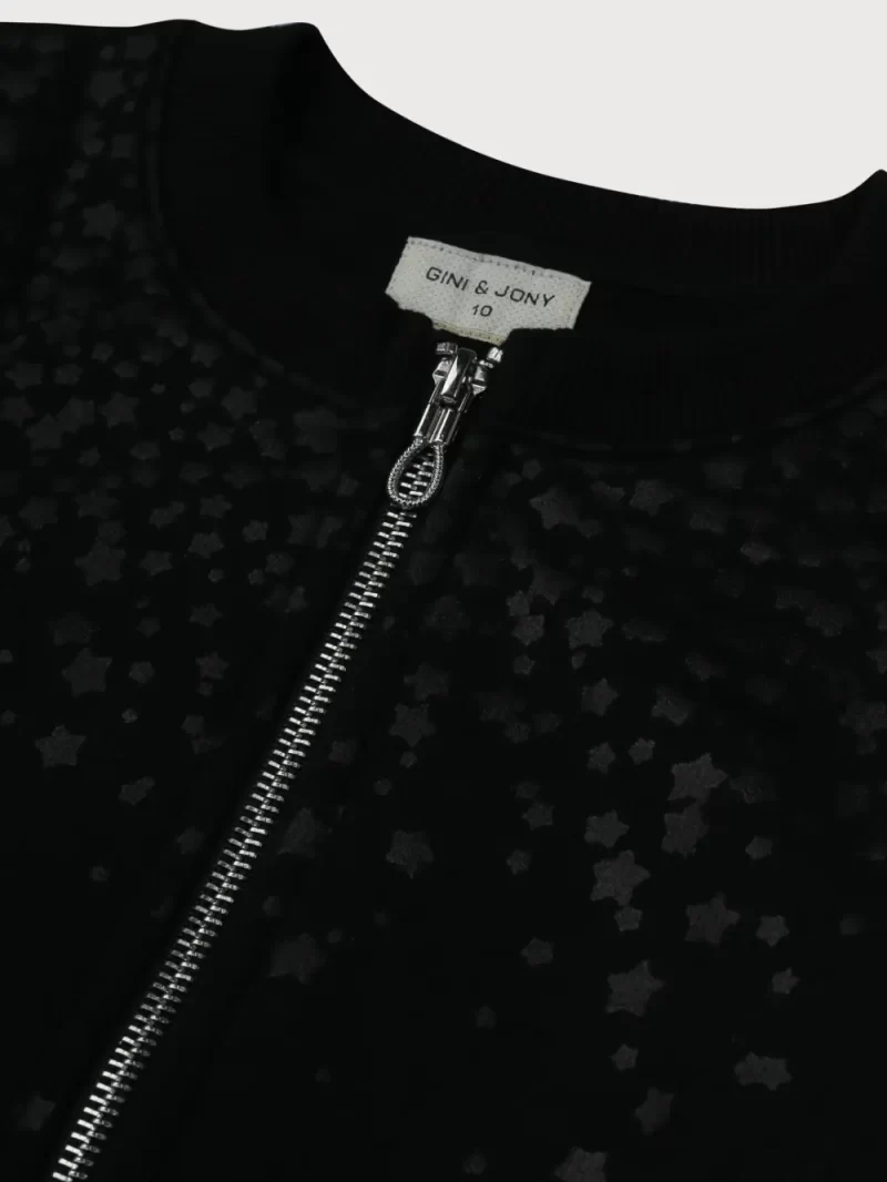 Gini And Jony Girls Black Printed Cotton Knits Jacket Full Sleeves