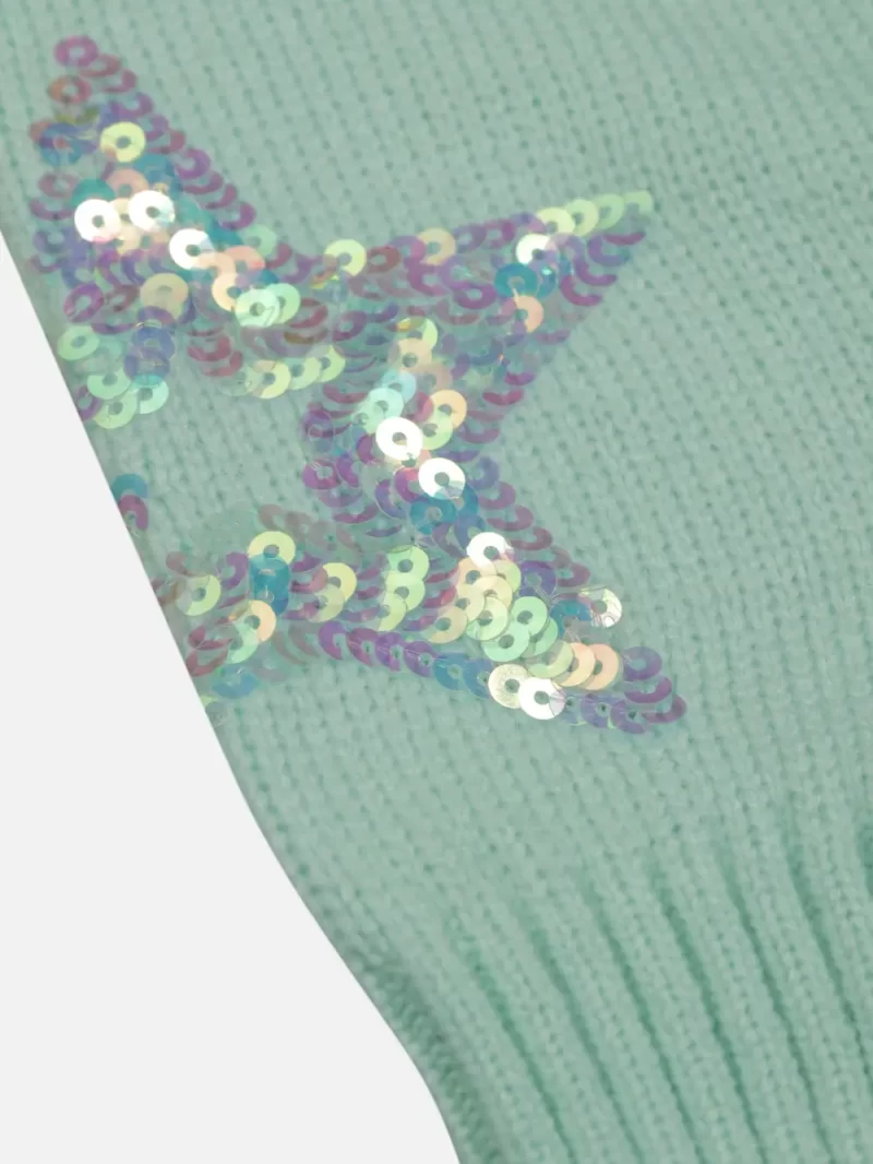 Gini And Jony Girls Green Sequin Acrylic Sweater Full Sleeves