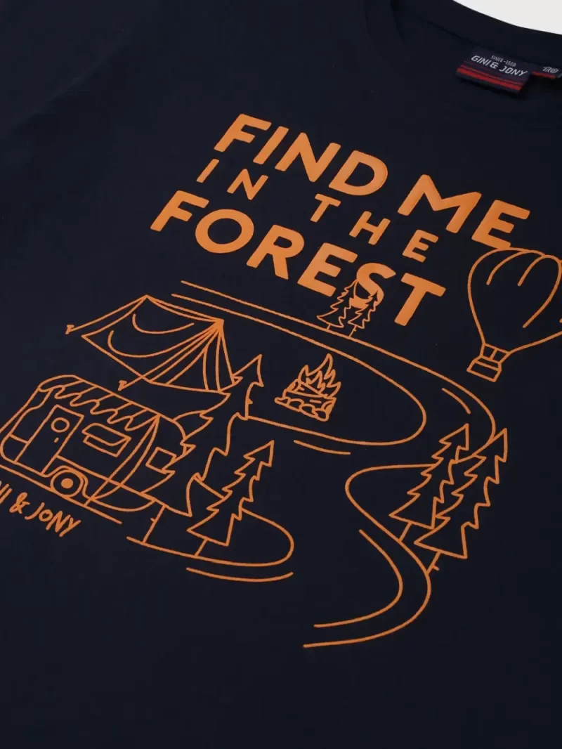 Gini & Jony Boys’ Blue T-Shirt Knitshand-Wash Regular Fit