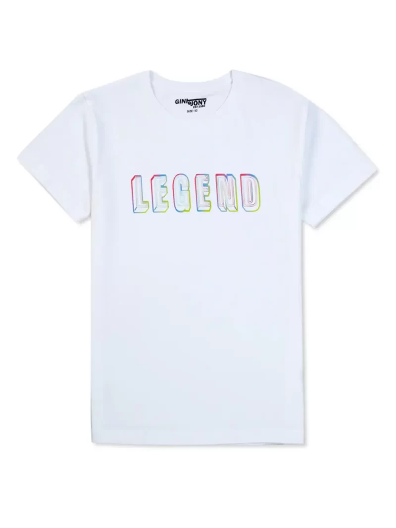 Gini And Jony Boys White Typographic Print Cotton T-Shirt Half Sleeves