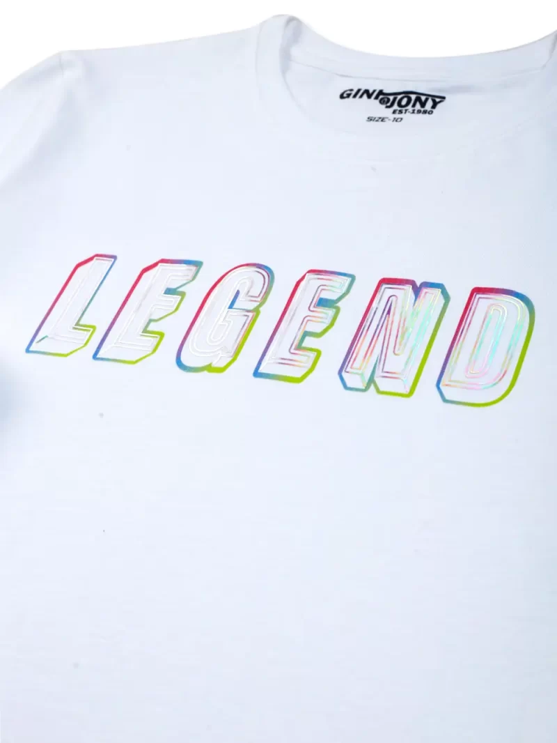 Gini And Jony Boys White Typographic Print Cotton T-Shirt Half Sleeves