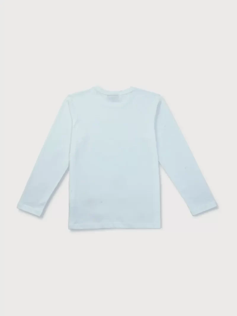 Gini & Jony Boys White Printed Cotton T-Shirt Full Sleeves