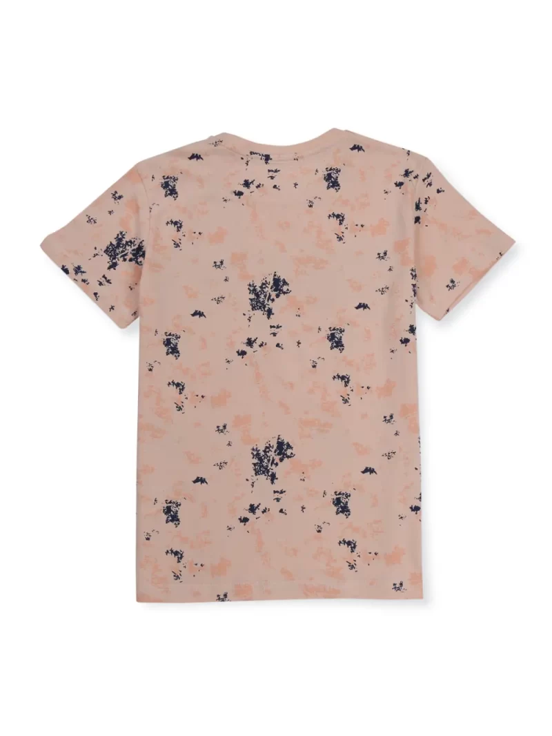 Gini And Jony Boys Peach Abstract Cotton T-Shirt Half Sleeves