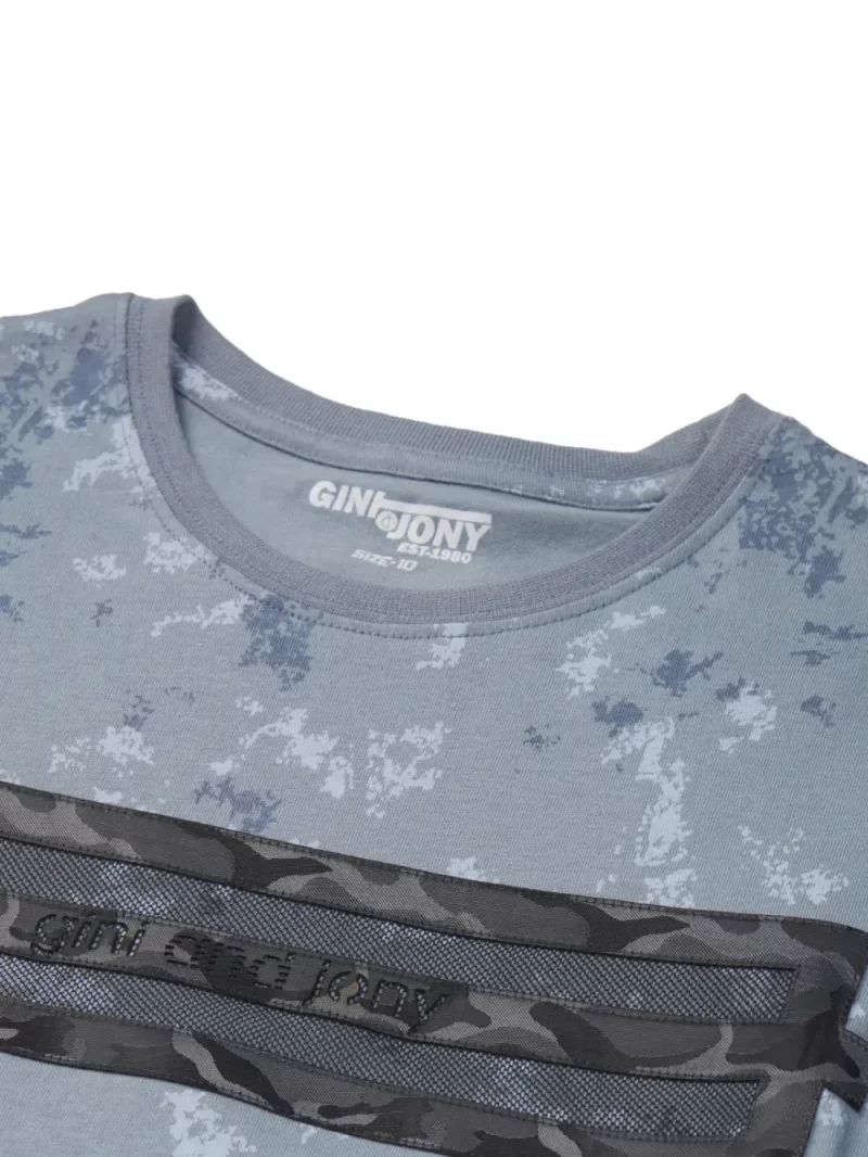 Gini And Jony Boys Grey Printed Cotton T-Shirt Half Sleeves