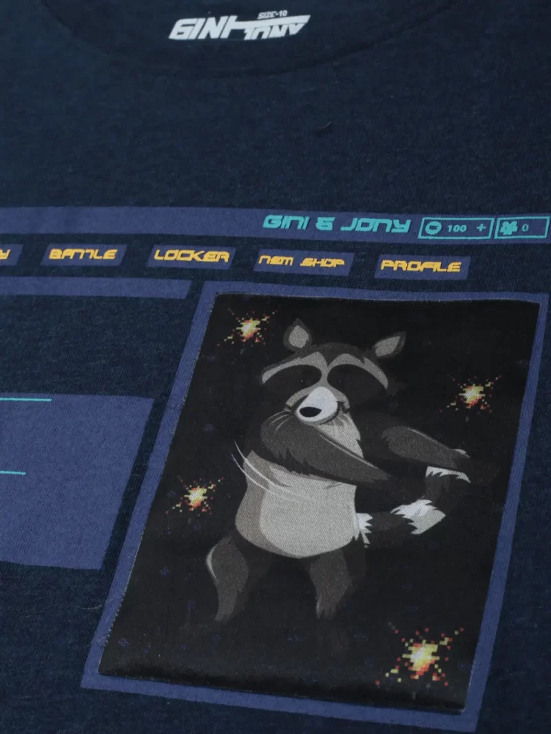 Gini And Jony Boys Navy Typographic Print Cotton Polo T-Shirt Half Sleeves