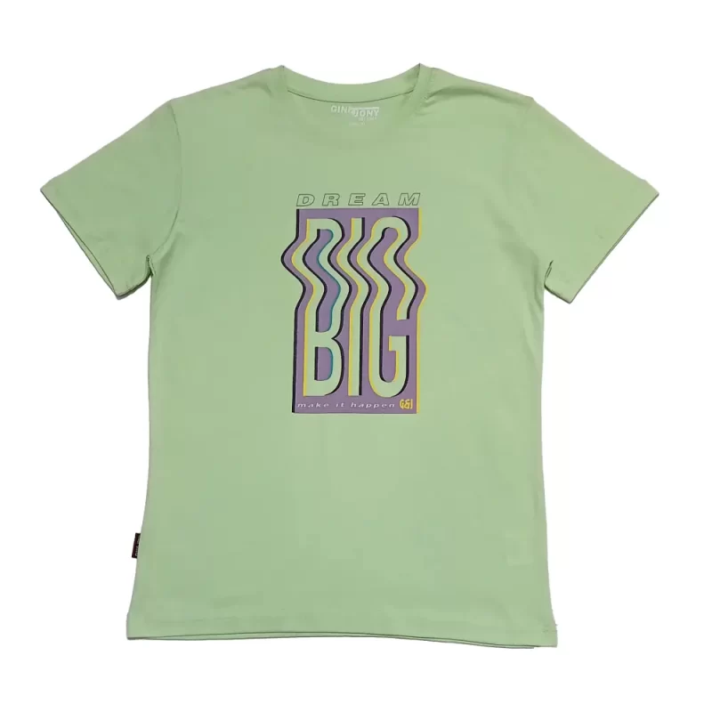 Gini And Jony Boys Green Printed Cotton T-Shirt Half Sleeves