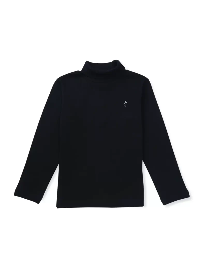 Gini And Jony Girls Navy Blue Solid Cotton Skivvy Full Sleeves 3-4 Years