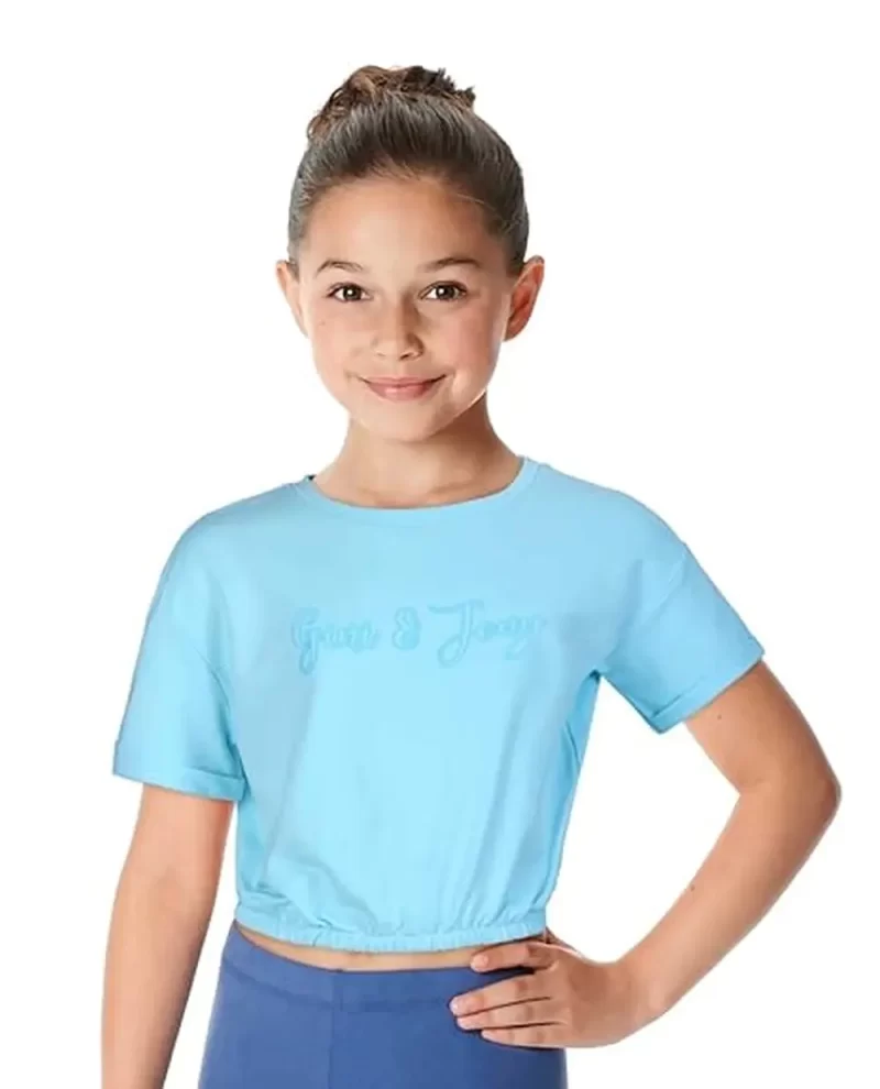 Gini & Jony Girls Blue Solid Cotton Half Sleeves Knits Top