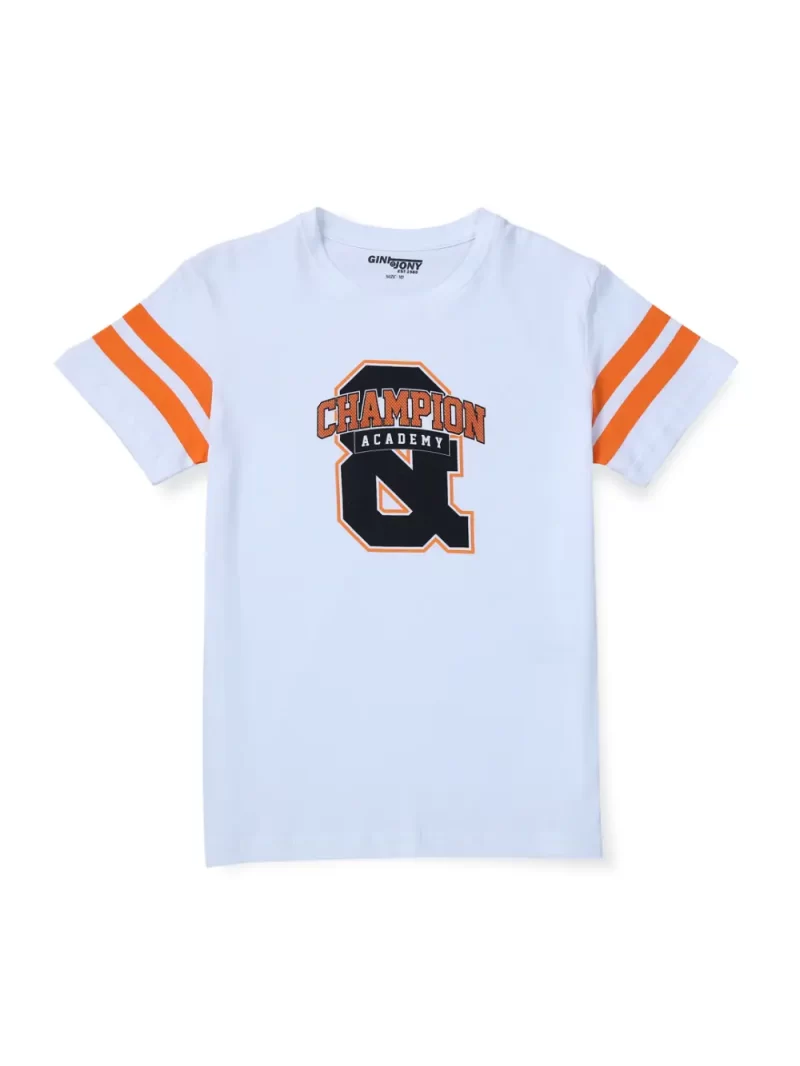Gini & Jony 
Boys Typography Cotton Blend Regular T Shirt